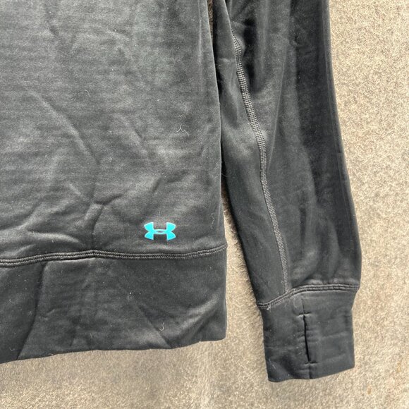 Under Armour Sweatshirt Womens XL Black Quarter Zip Fitted Coldgear Base 2.0 - Picture 3 of 11